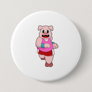 Schwein beim Laufen Button