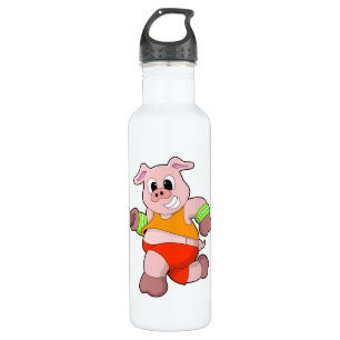 Schwein beim Laufen Edelstahlflasche