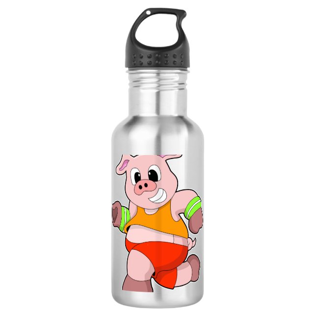 Schwein beim Laufen Edelstahlflasche (Vorderseite)