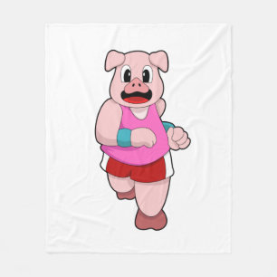 Schwein beim Laufen Fleecedecke