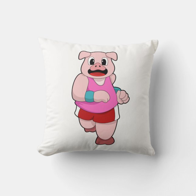 Schwein beim Laufen Kissen (Vorderseite)