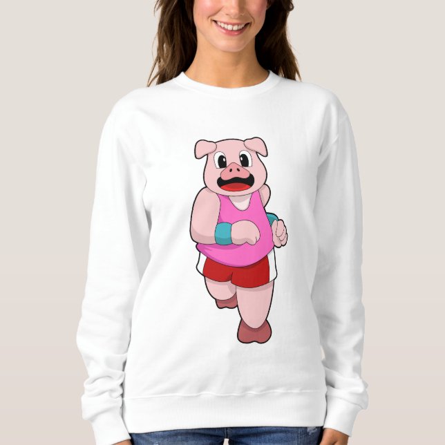 Schwein beim Laufen Sweatshirt (Vorderseite)