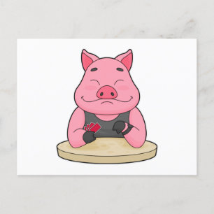 Schwein beim Poker mit Poker Karten