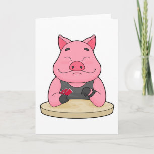 Schwein beim Poker mit Poker Karten