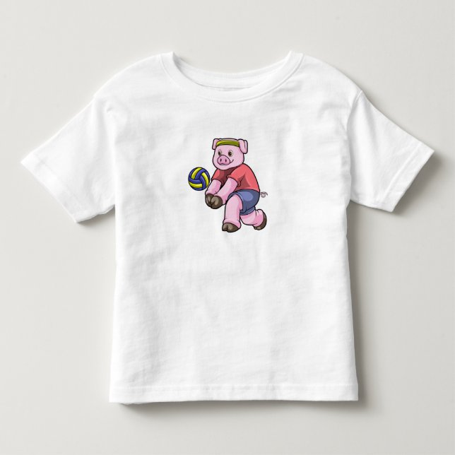 Schwein beim Sport mit Volleyball Kleinkind T-shirt (Vorderseite)