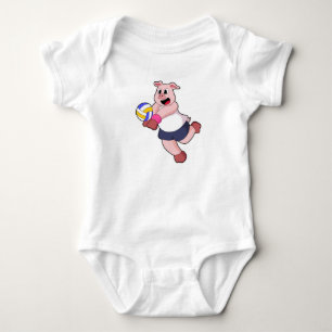 Schwein beim Volleyball-Sport Baby Strampler