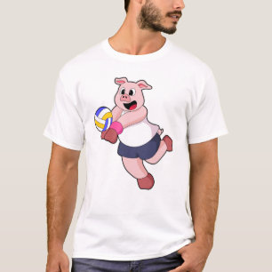 Schwein beim Volleyball-Sport T-Shirt