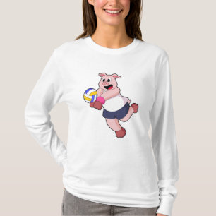 Schwein beim Volleyball-Sport T-Shirt
