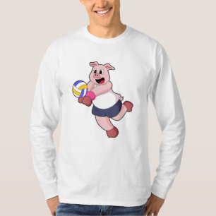 Schwein beim Volleyball-Sport T-Shirt