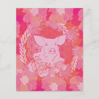 Schwein, Blume des Lebens, blau, mandala,zen,chakr Flyer