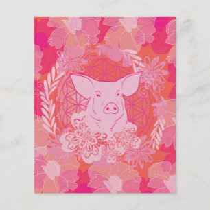 Schwein,Blume des Lebens, blau, Mandala,Zen,Chakra Flyer