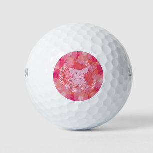 Schwein,Blume des Lebens, blau, Mandala,Zen,Chakra Golfball