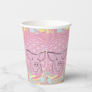 Schwein,Blume des Lebens, Rose, Mandala,Zen,Chakra Pappbecher
