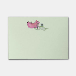 Schwein-Button, Schwein schreibt Post-it Klebezettel