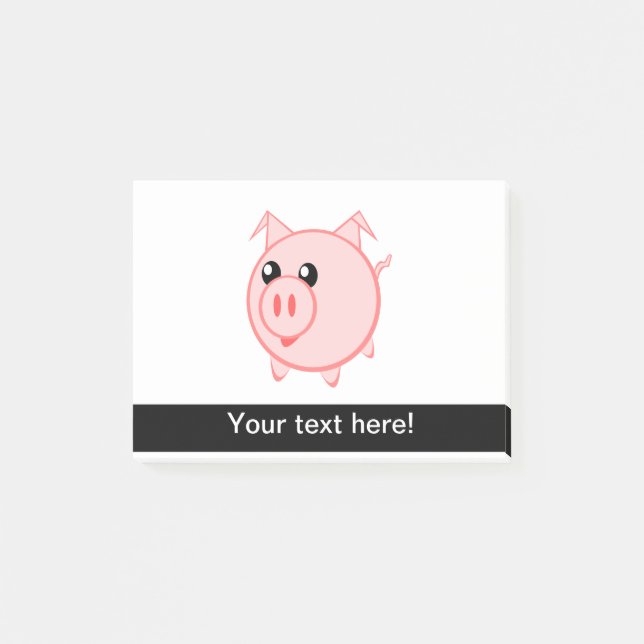 Schwein-Cartoon Post-it Klebezettel (Vorderseite)