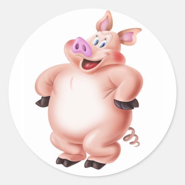 Schwein, Cerdo, Porco, Cochon Runder Aufkleber (Vorderseite)