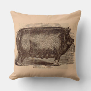 Schwein Druck Berkshire Sauen Nr. 1 aus dem 19. Ja Kissen