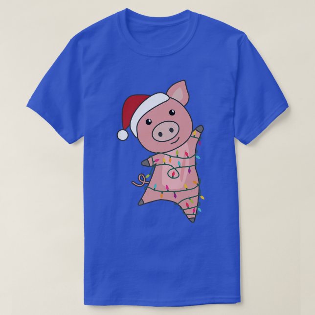 Schwein Frohe Weihnachtsbäume Niedliche Schweine T-Shirt (Design vorne)