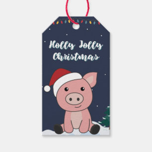 Schwein Frohe Weihnachtstiere Schweine Geschenkmar Geschenkanhänger