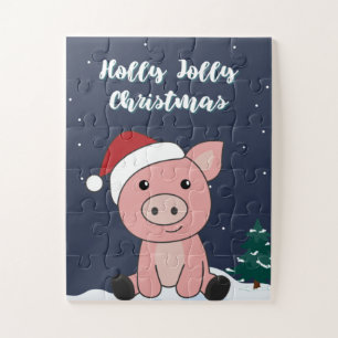 Schwein Frohe Weihnachtstiere Schweine Jigsaw Puzz