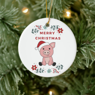Schwein Frohe Weihnachtstiere Schweine Keramik Ornament