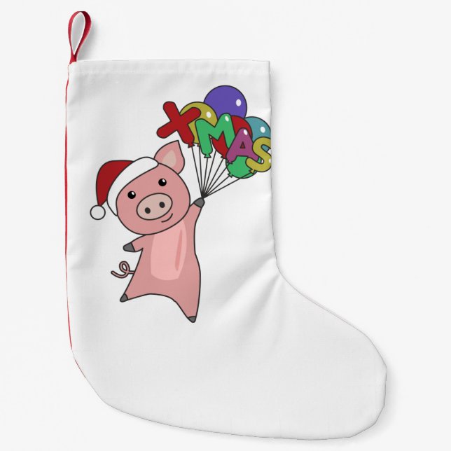 Schwein Frohe Weihnachtstiere Schweine Kleidergesi Kleiner Weihnachtsstrumpf (Vorderseite)