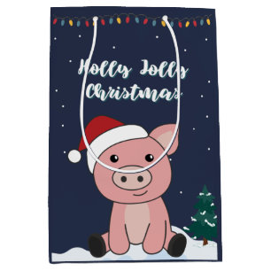 Schwein Frohe Weihnachtstiere Schweine Mittlere Ge Mittlere Geschenktüte