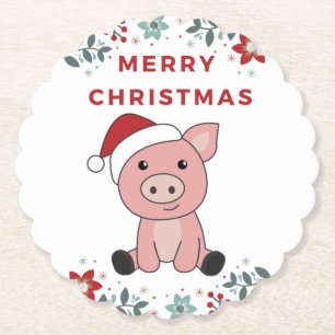 Schwein Frohe Weihnachtstiere Schweine Papier Unte Untersetzer