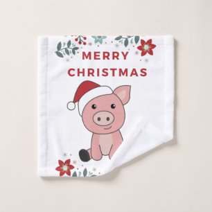 Schwein Frohe Weihnachtstiere Schweine Waschlappen
