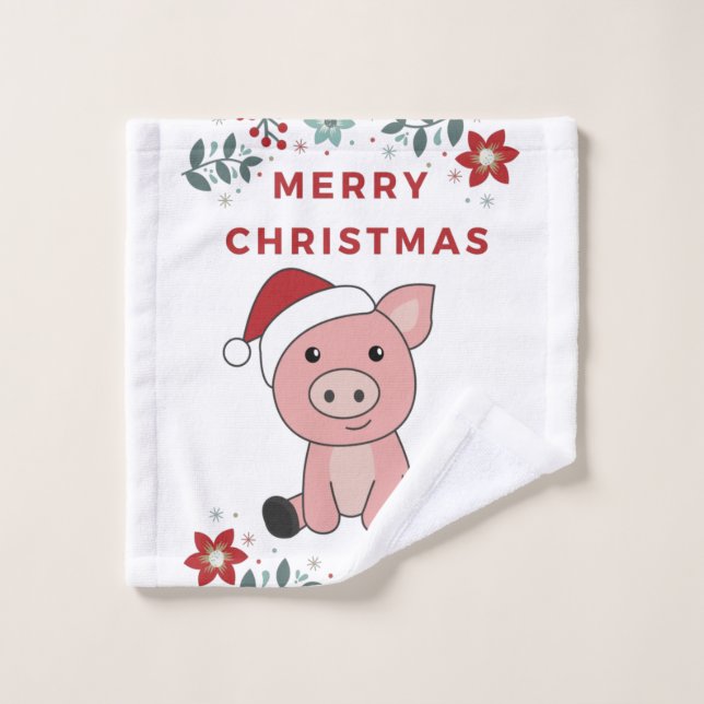 Schwein Frohe Weihnachtstiere Schweine Waschlappen (Waschlappen)