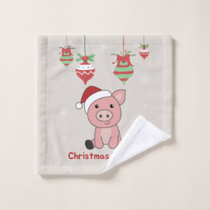 Schwein Frohe Weihnachtstiere Schweine Waschtuch Waschlappen