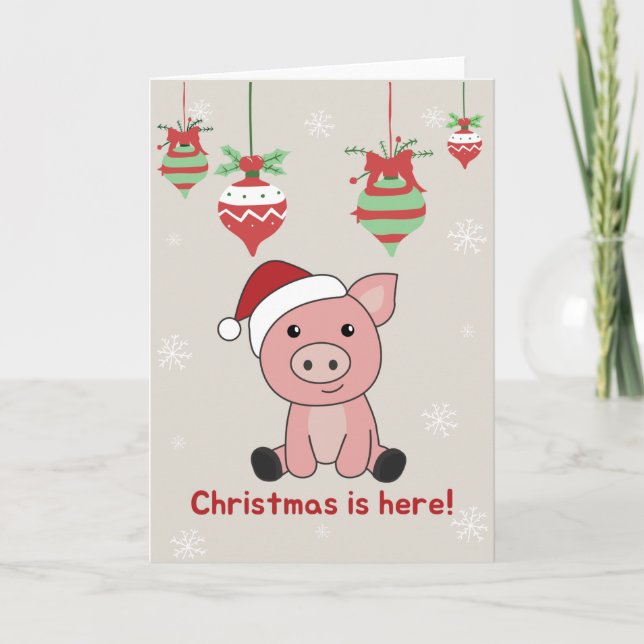 Schwein Frohe Weihnachtstiere Schweine Weihnachtsk Feiertagskarte (Vorderseite)