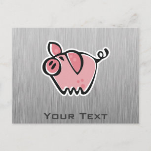Schwein; gebürstetes Metall Postkarte