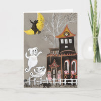 Schwein-Geist-Spuk Haus-Halloween-KARTE