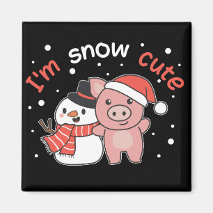 Schwein ich bin Schnee Niedlich Snowman Snow Pun M Magnet