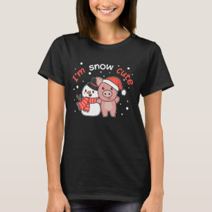 Schwein ich bin Schnee Niedlich Snowman Snow Pun T-Shirt