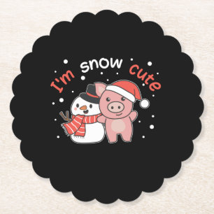 Schwein ich bin Schnee Niedlich Snowman Snow Pun Untersetzer