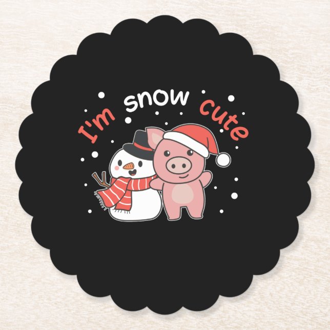 Schwein ich bin Schnee Niedlich Snowman Snow Pun Untersetzer (Vorderseite)