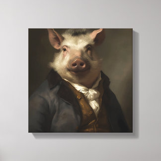 Schwein im Anzug | Tierart | Tier in einem Anzug Leinwanddruck