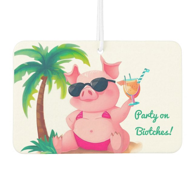 Schwein im Bikini Autolufterfrischer (Vorderseite)