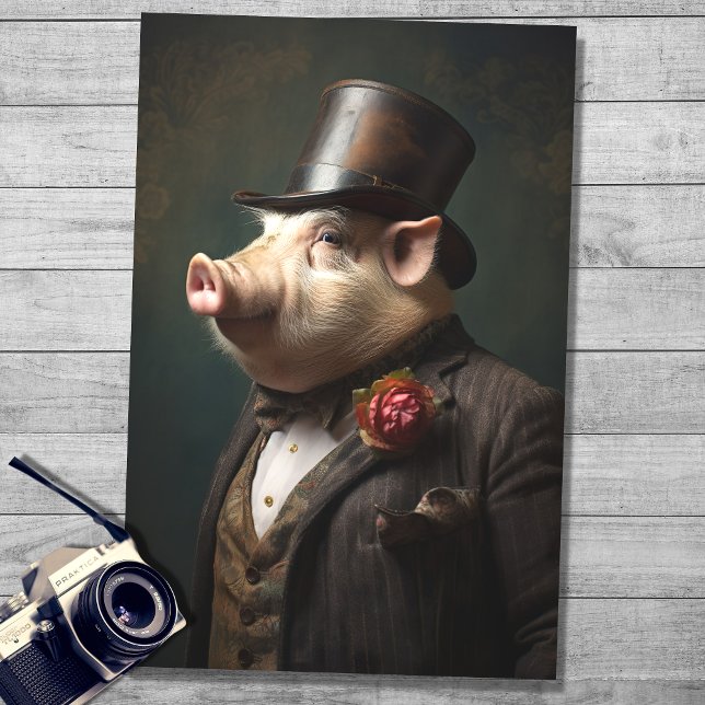 Schwein in Gentleman's Clothing 1 Decoupage Paper Seidenpapier (Von Creator hochgeladen)