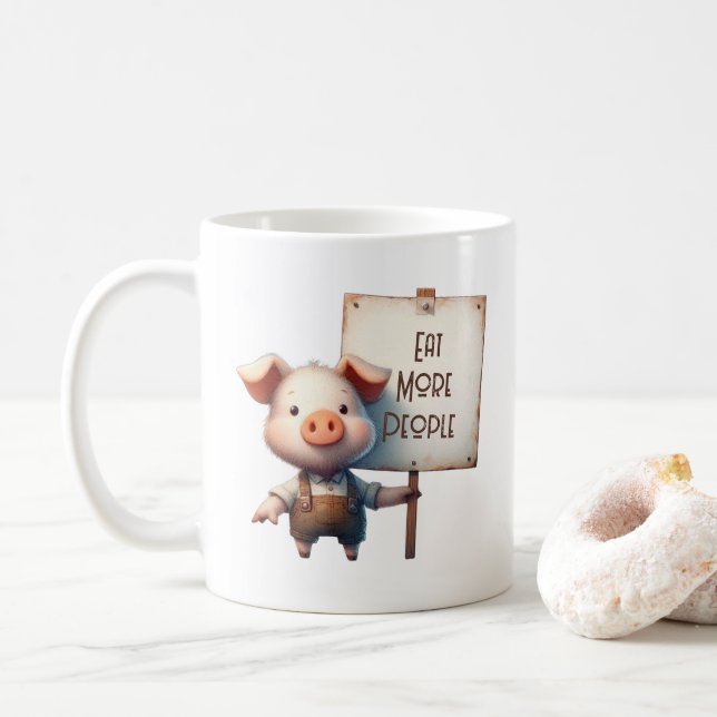 Schwein - Iss mehr Menschen Kaffeetasse (Mit Donut)