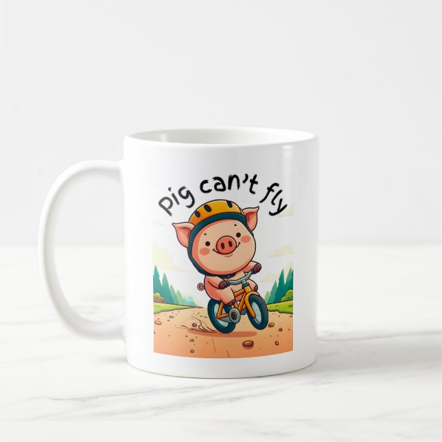 Schwein kann nicht fliegen. L Pink BG Kaffeetasse (Links)