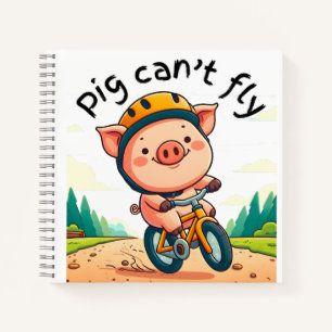 Schwein kann nicht fliegen. L Pink BG Notizbuch
