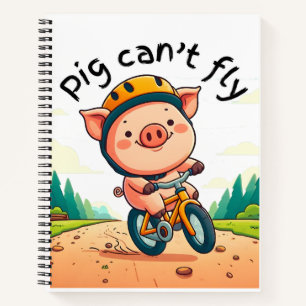Schwein kann nicht fliegen. L Pink BG Notizbuch