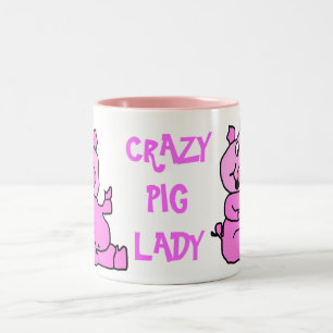 Schwein-Keramik-Tasse "verrücktes Schwein-Damen-" Zweifarbige Tasse