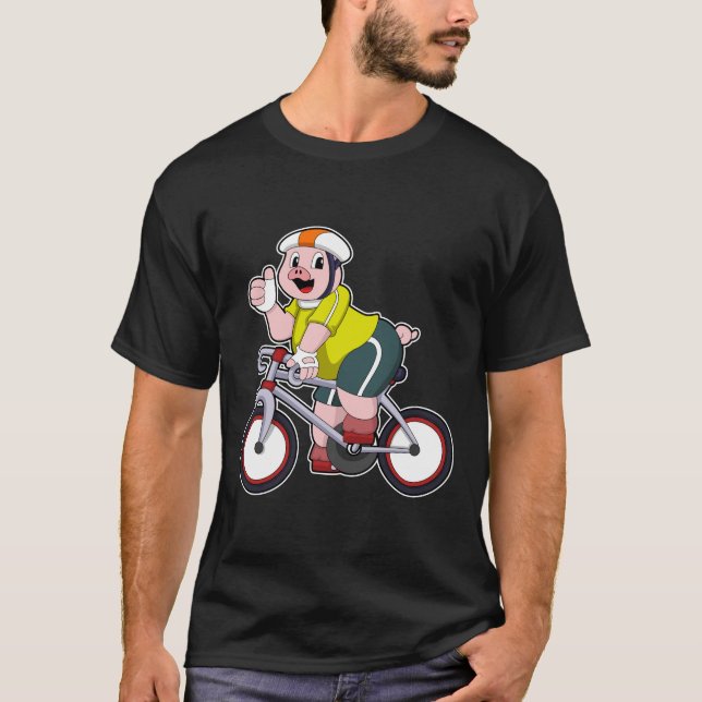 Schwein mit Fahrrad und Helm T-Shirt (Vorderseite)