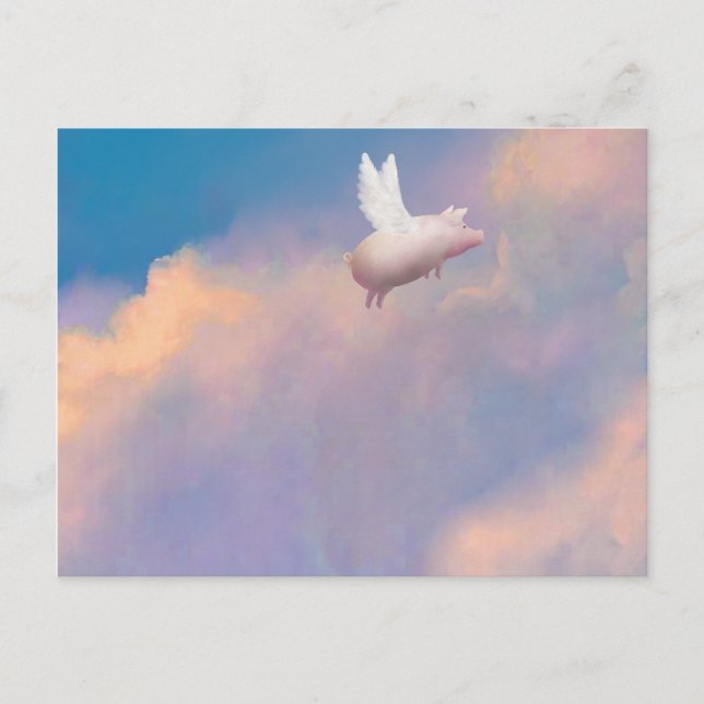 Schwein mit Flügelpfropf Postkarte (Vorderseite)