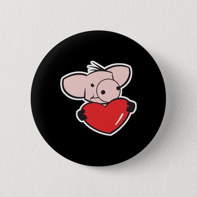 Schwein mit Herz Button (Vorderseite)