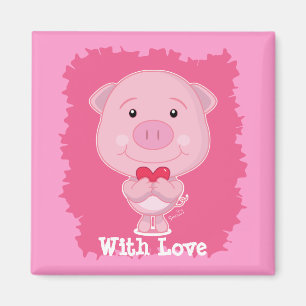 Schwein mit Herz Magnet